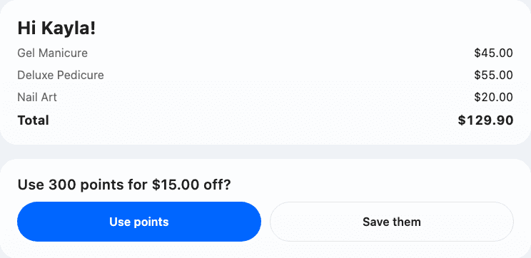 Màn hình khách: dùng 300 điểm để giảm $15